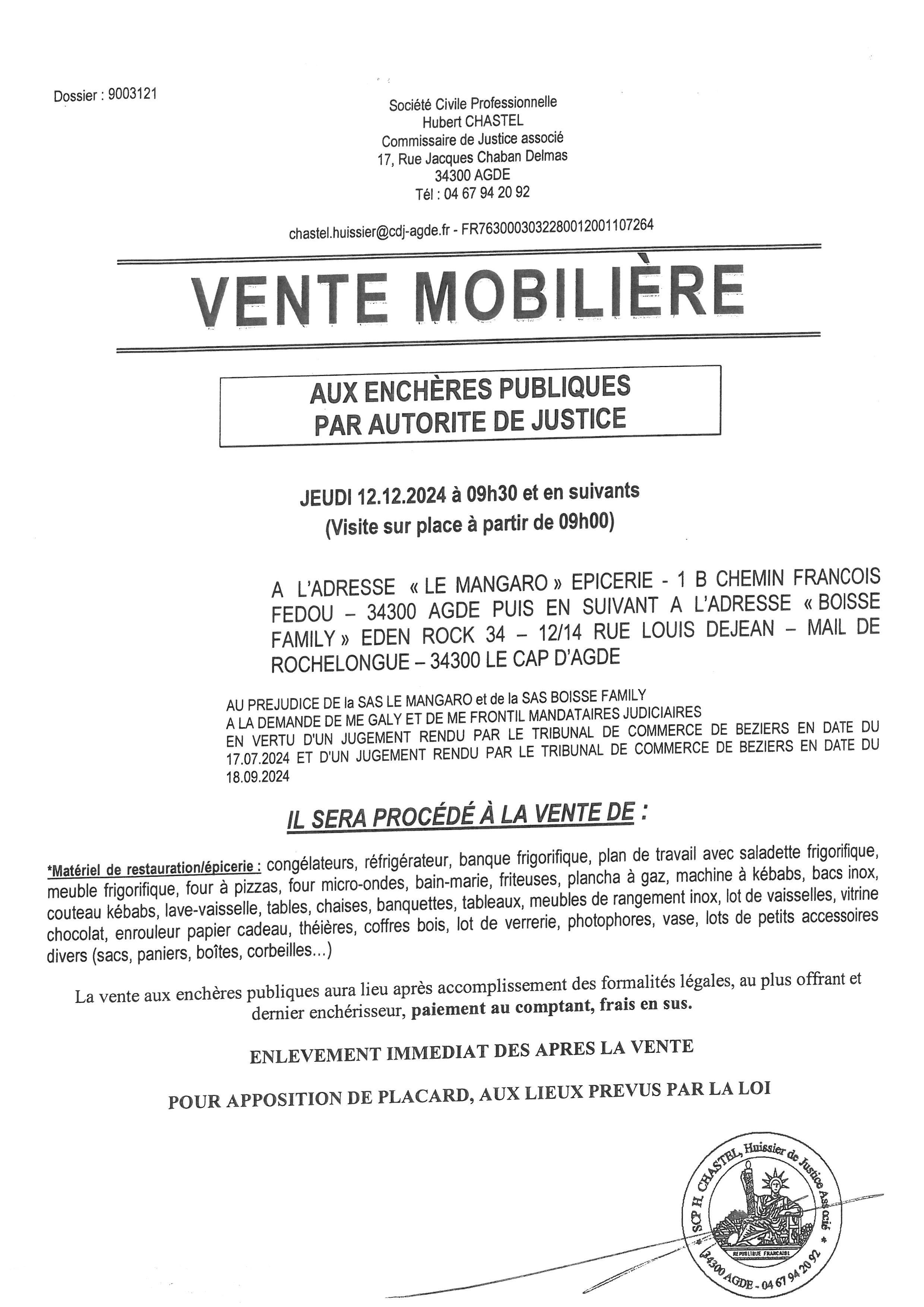 VENTES AUX ENCHERES MATERIELS